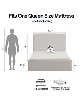 Lucas Tall Upholstered Bed - Queen - Textured Ivory Canvas