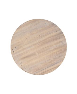 Accent Coffee Table, Antique Pedestal, Solid Wood Top, Natural+Antique White