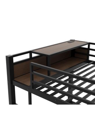 Full Size Metal Bunk Bed with Storage, LED, and USB