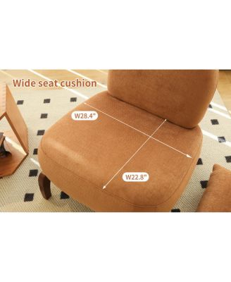 Cute Velvet Accent Chair with Solid Wood Legs