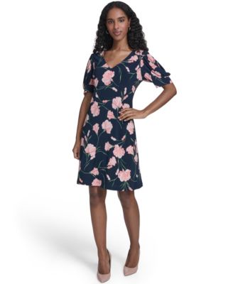 Petite V-Neck Short-Sleeve Dress