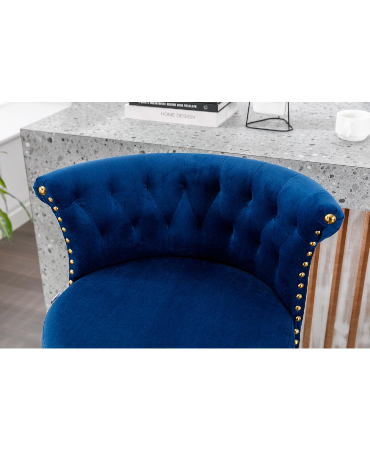 Streamdale Furniture Velvet 360° Rotating Bar Chair with Adjustable Height and Soft Pillow