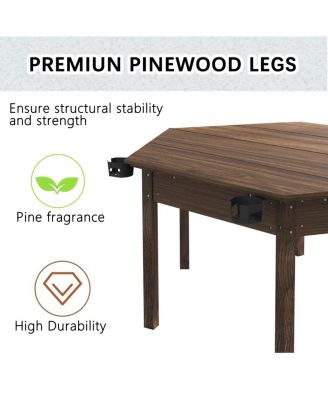 Board Game Table with Removable Top for 6 Players - Rustic Brown