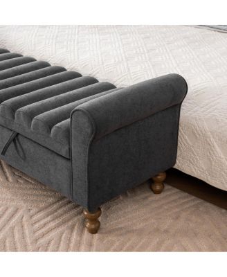Modern Upholstered Storage Bench - Charcoal
