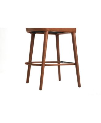 Counter Height Backless Brown Faux Leather Bar Stool - Padded Seat, Metal Legs (2 Sets)