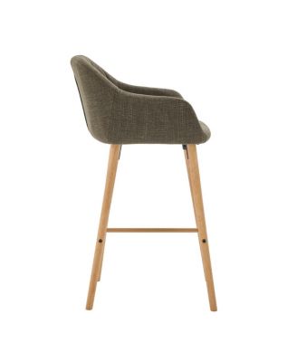 Modern Linen Bar Stools Set of 2 with Back & Armrest