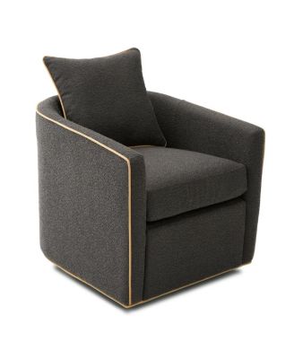 Swivel Accent Chair, Upholstered Club Barrel Sofa for Living Room, Light Gray
