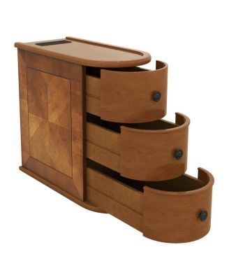 Streamdale Charging Station Sofa Side Table with Drawers, No Assembly Required