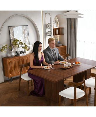 78" Wood Veneer Dining Table Set for 6 with Storage Chairs