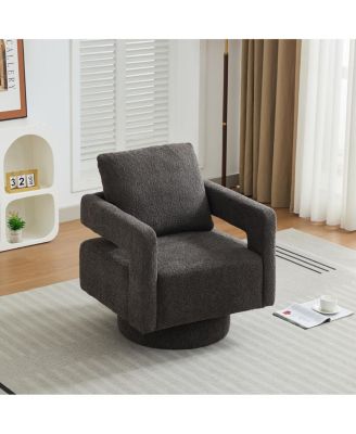 29.13" W Swivel Accent Chair, Modern Rotating Armchair, Charcoal