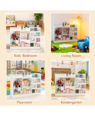 Kids Bookshelf and Toy Storage, 3-Tier Sling Bookcase for Nursery