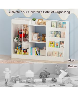 Kids Bookshelf and Toy Storage, 3-Tier Sling Bookcase for Nursery