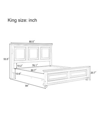 Vintage Pinewood Tall Headboard King Bed Frame