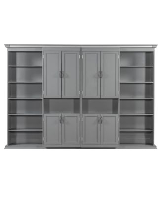 Full-size Murphy Bed with Dual Sliding Storage Shelves