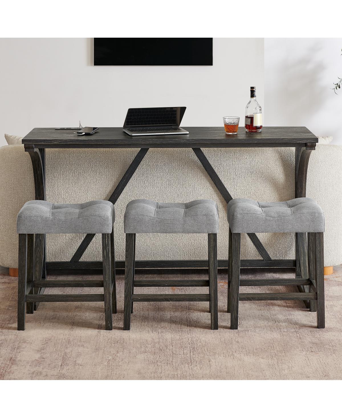 Streamdale Furniture 59" Bar Table Set with 3 Stools & Power Outlet