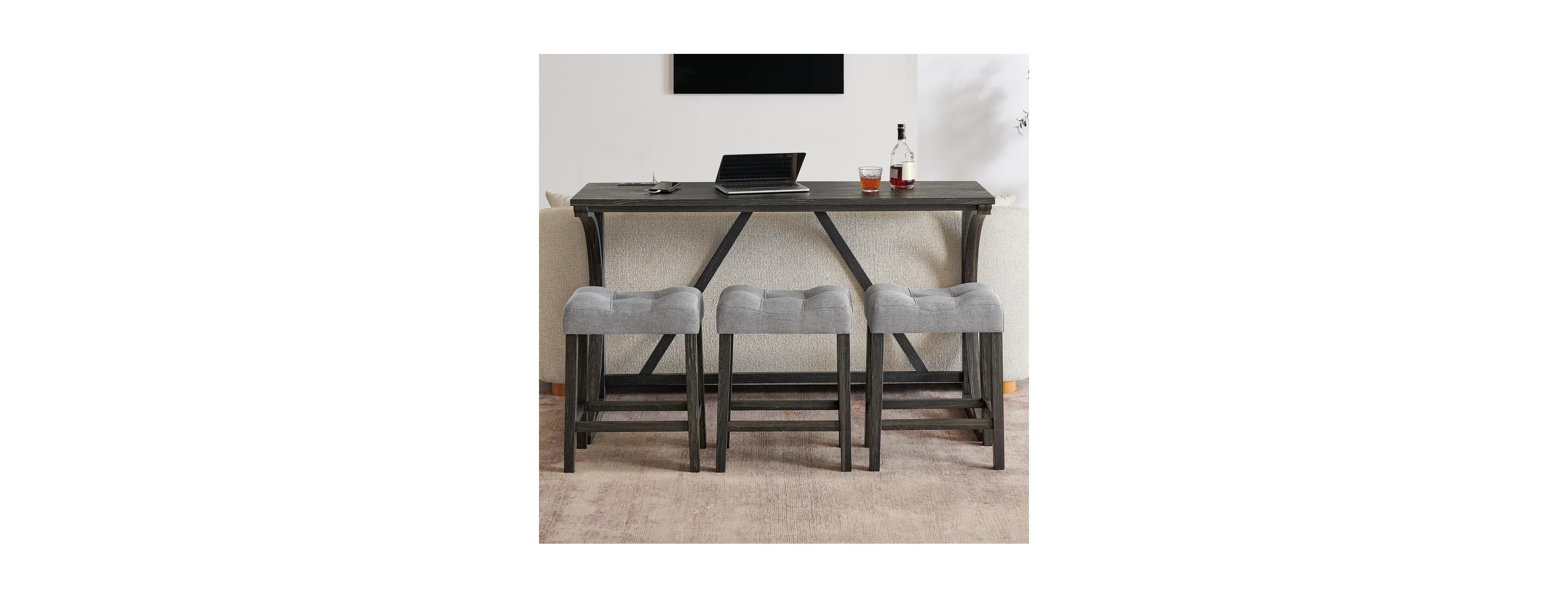 Streamdale Furniture 59" Bar Table Set with 3 Stools & Power Outlet