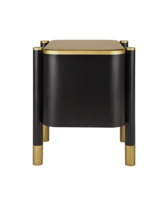 Contemporary 2-Drawer Nightstand with Curved Profile & Feather Handles