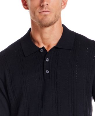 Men's Regular-Fit Pointelle Sweater-Knit Polo Shirt 