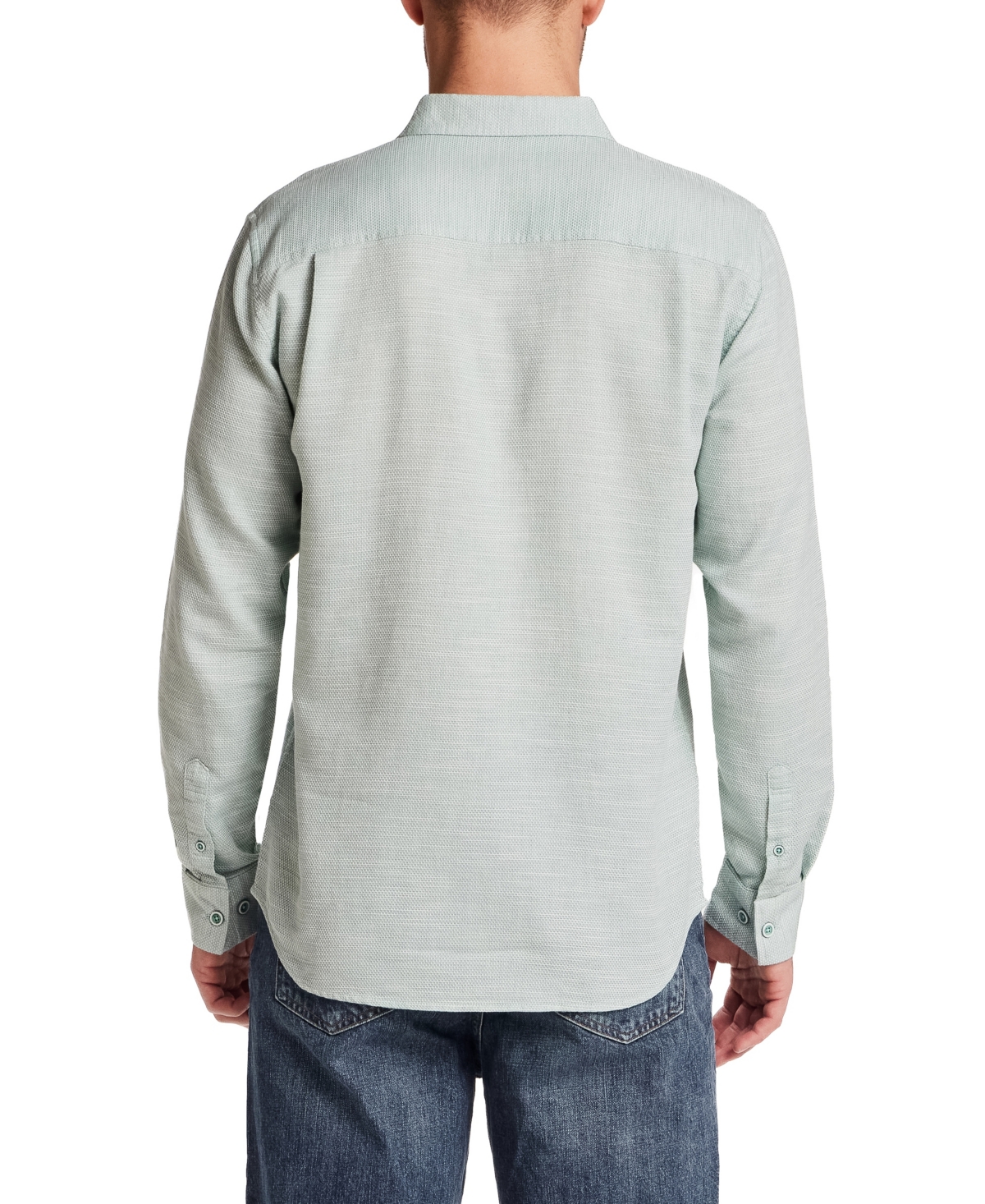 Weatherproof Vintage Men's Long Sleeve Cotton Slub Pebble Dobby Shirt