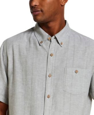 Men's Short-Sleeve Vertical Dobby Striped Shirt