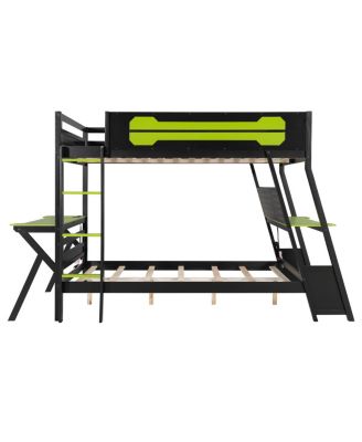 Bunk Bed with Two Gaming Desks & USB Ports
