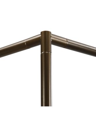 Canopy Bed Frame With Linen Upholstered Headboard, Iron Legs