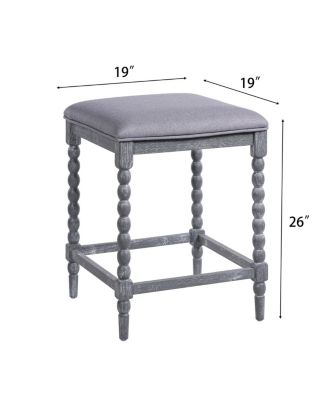 26" Upholstered Acacia Wood Counter Stools