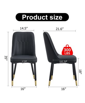 Streamdale Modern dining chairs, PU leather, Black metal legs, set of 6 (Black+PU leather)C-007