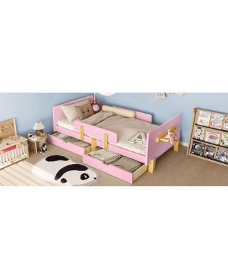 Platform Bed with Storage, Shelf, Hooks, No Box Spring Needed