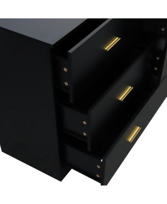 Streamdale Modern Black 6-Drawer Dresser - Wide Chest of Drawers for Bedroom