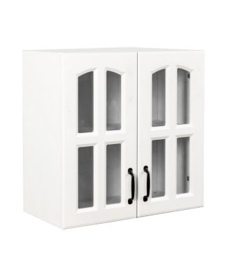 Glass Door Wall Cabinet with Adjustable Shelves