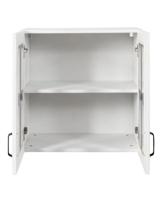 Glass Door Wall Cabinet with Adjustable Shelves