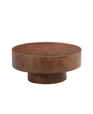 Streamdale Faux Burl Wood Pattern Decal Coffee Table with Pedestal