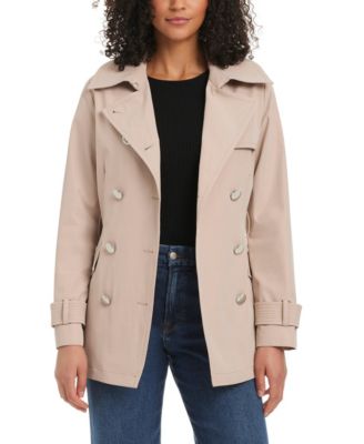 Women's Short Water-Resistant Double-Breasted Trench