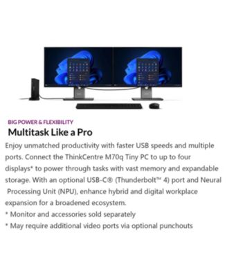 ThinkCentre M70q MFF Desktop Intel Core Ultra 5 32GB RAM Intel Graphics 1TB SSD Storage Windows 11 Pro