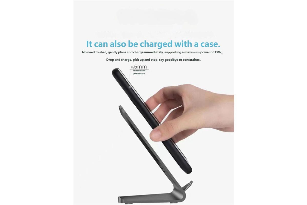 Risokeys 15W Fast Charging Dual-Coil Vertical Wireless Charger - Horizontal and Vertical Dual-Use Desk Phone Stand for Phone