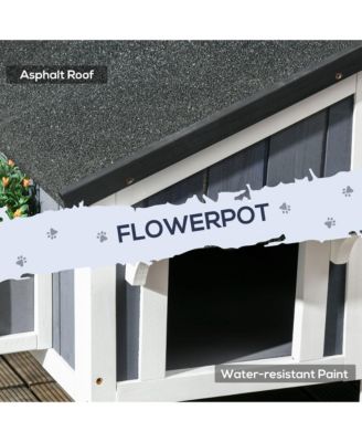 Gray Outdoor Cat House with Multiple Entrances