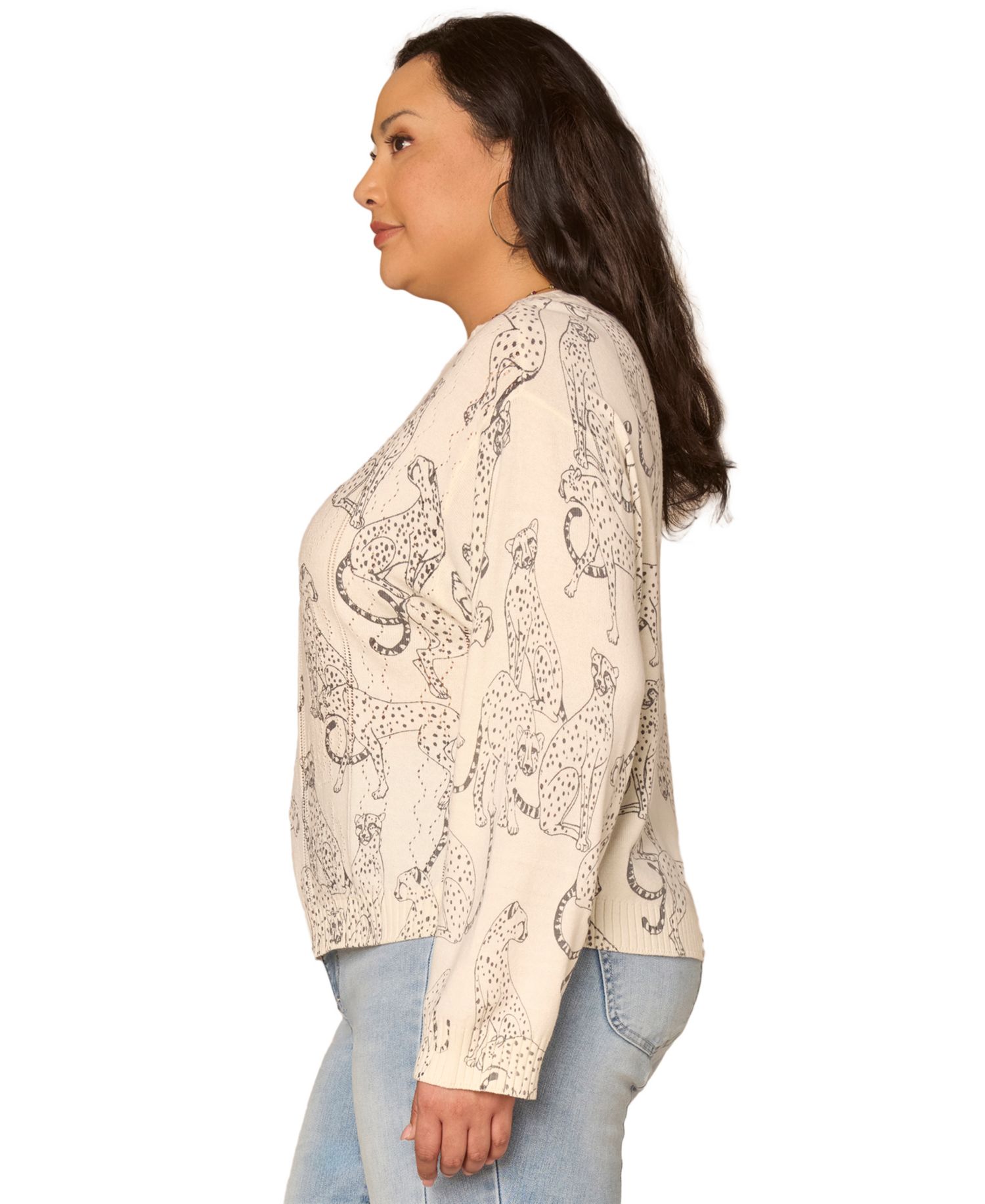 Plus Size Long-Straight Sleeve Sweater