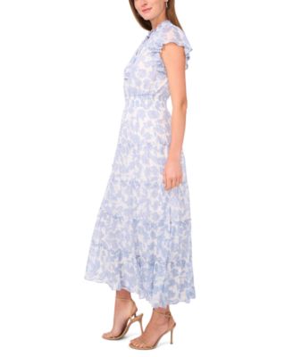 Petite Split Neck Tiered Maxi Dress