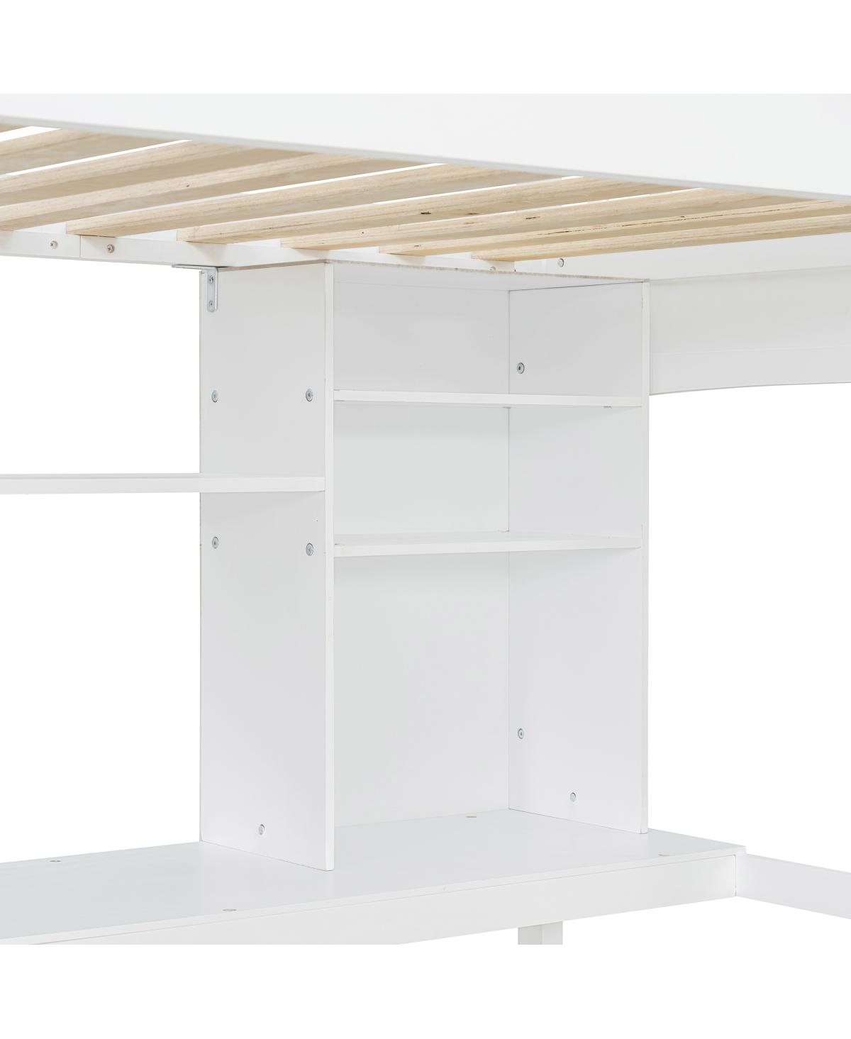 Streamdale Furniture Twin size Loft Bed with Storage Shelves, Desk and Ladder