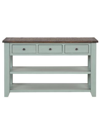 48" Solid Pine Wood Console Table with 3 Drawers & 2 Shelves