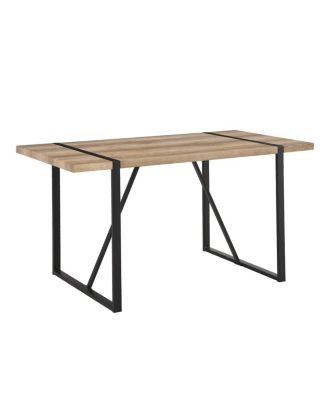 55" MDF Wood Dining Table & 4 Modern Linen Chairs Set