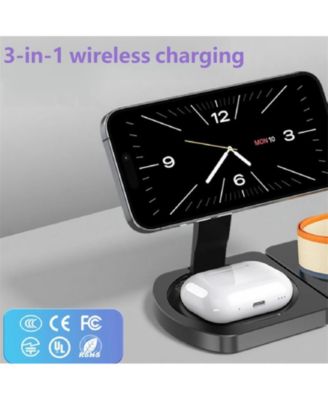3-in-1 Wireless Charger for Apple iPhone with Charging Port - Portable Foldable Charger for iWatch iPhone and Earphones