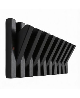 Solid Wood 9-Hook Retractable Coat Rack for Entryways