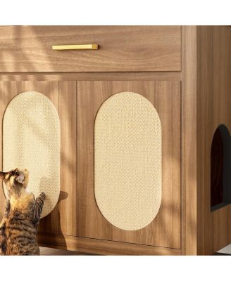 Espresso Hidden Cat Litter Box Enclosure with Storage