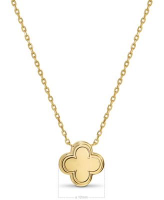 Contour-lined Clover Necklace in Gold Plated Sterling Silver, Adj 16/17/18 inch