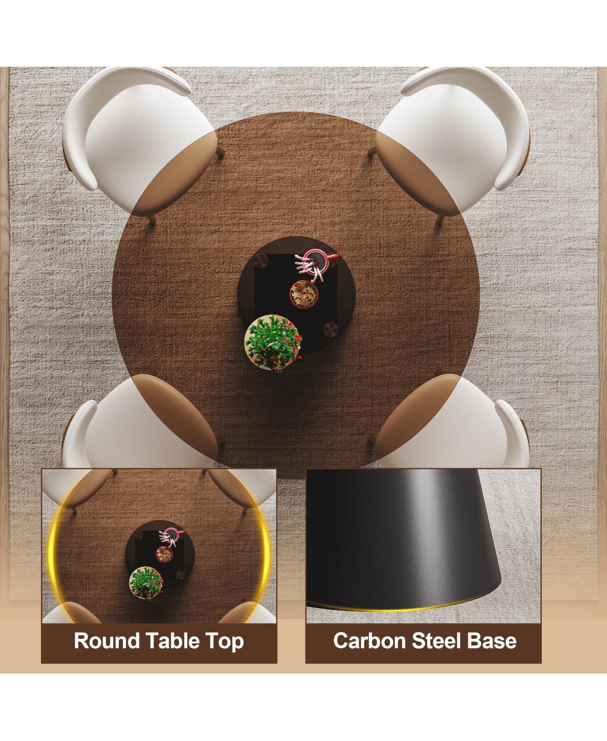 Streamdale Furniture 35" Round Glass Dining Table with Carbon Steel Legs (Seats 2-4)