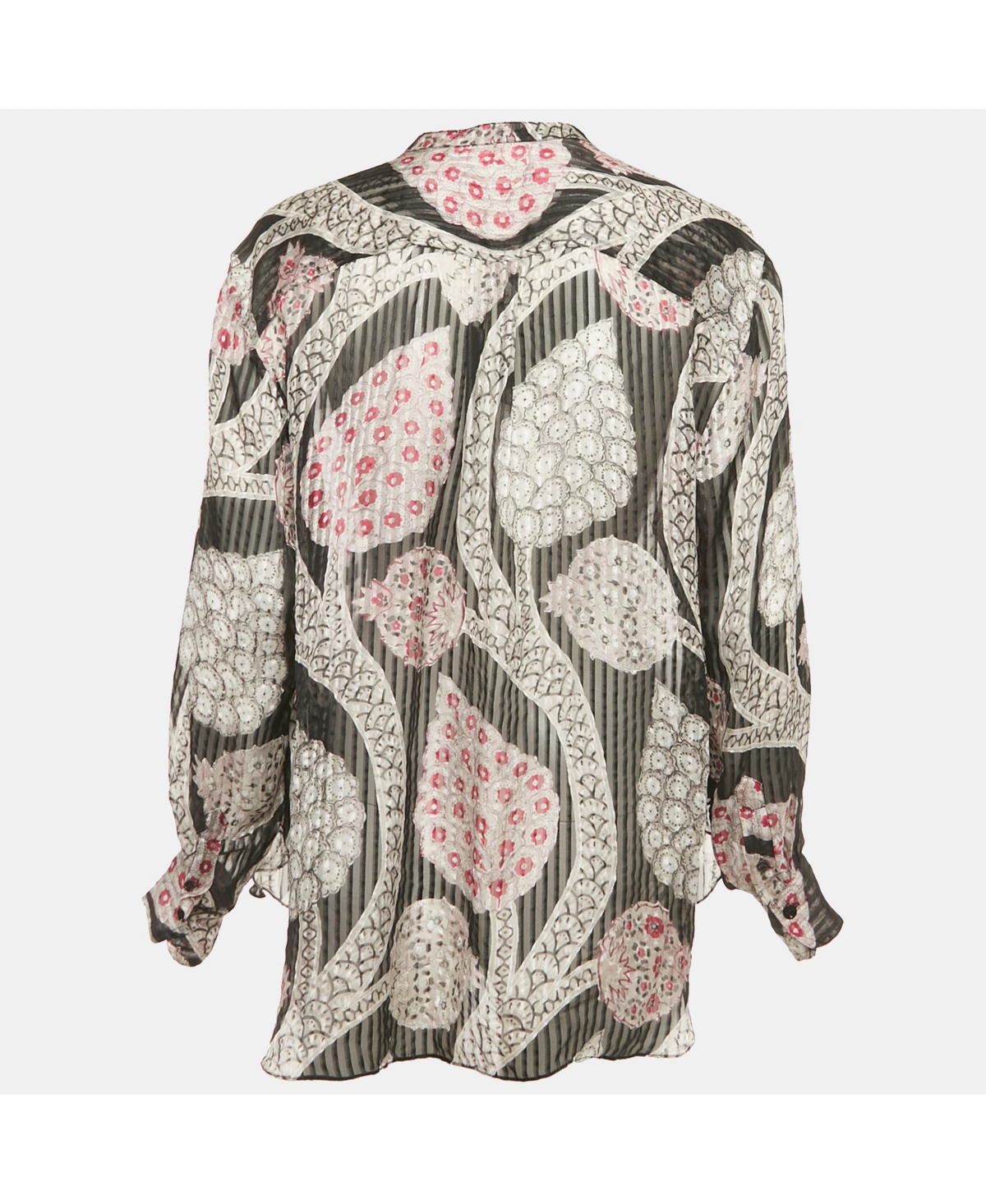 Pre-Owned Isabel Marant Women's Black Printed Silk Button Front Blouse