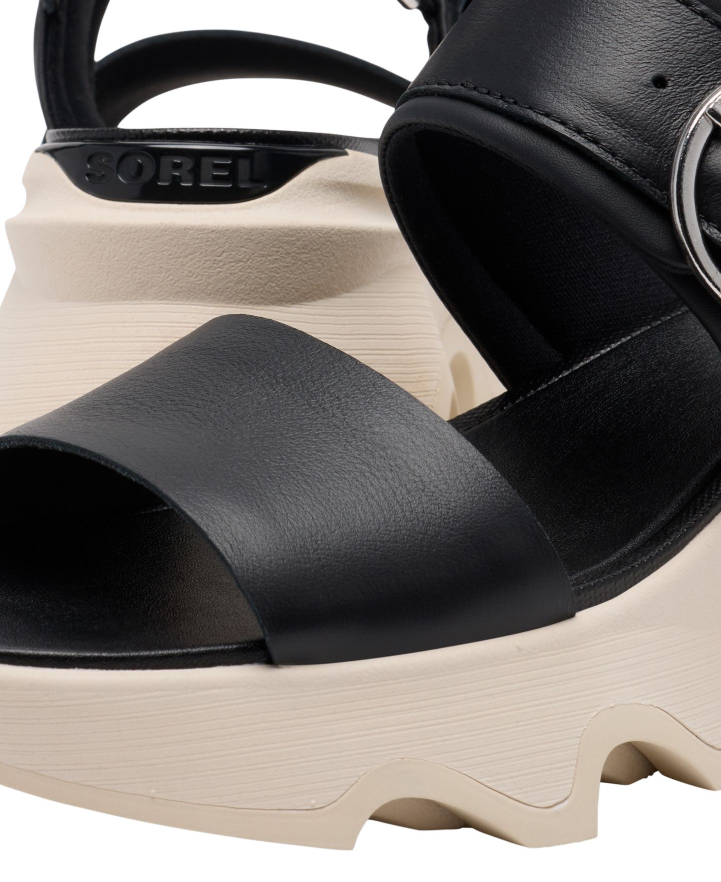 Женские сандалии Sorel Kinetic Impact Wedge Heel, цвет: Чёрный / Меловой — фото 10