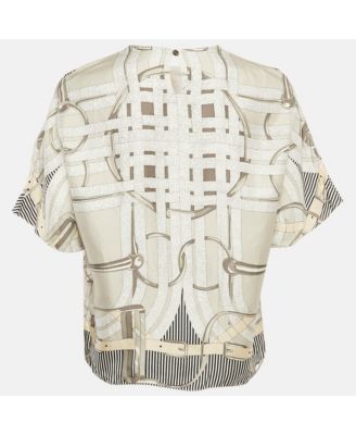 Women's Grey Printed Silk Mors A Jouet Top